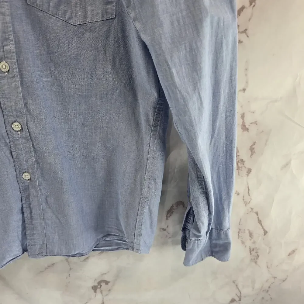J Crew Shirt Mens Small Blue Button Down Long Sleeve Slim Flex Washed